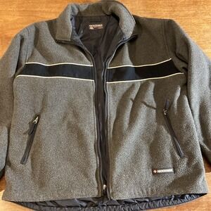 vintage abercrombie fitch windbreaker‎ fleece-lined jacket Gray Navy Y2K XXL